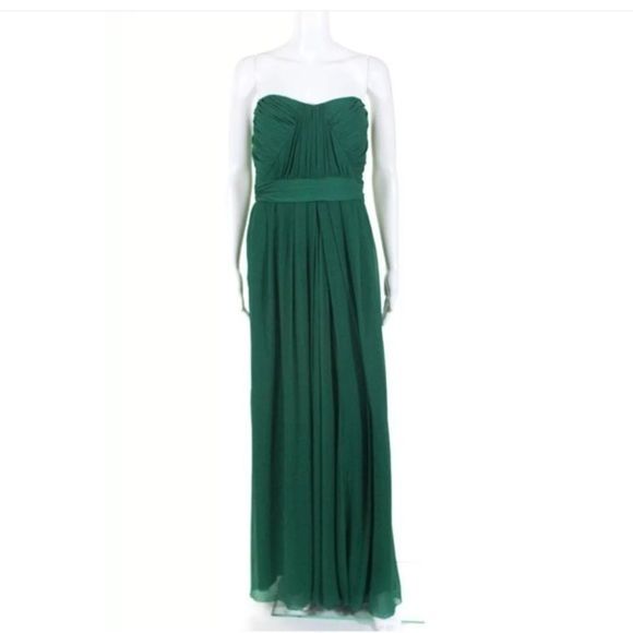 Badgley Mischka Designer Green Chiffon Gown Sweetheart Neckline - Picture 3 of 12
